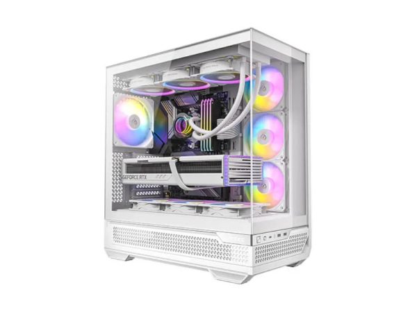 Ryzen 7 9800X3D + RTX 5080 gaming PC, white Antec C7 case