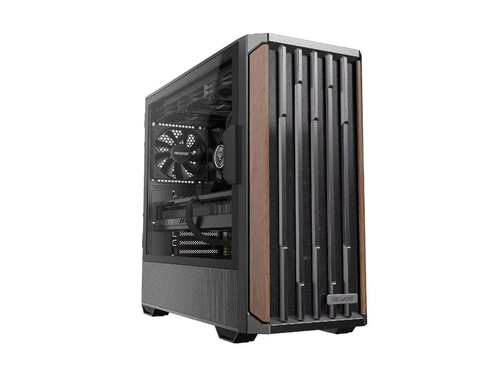 OKINOS Cypress 7 Walnut Wood Window 4xfan ATX PC Case