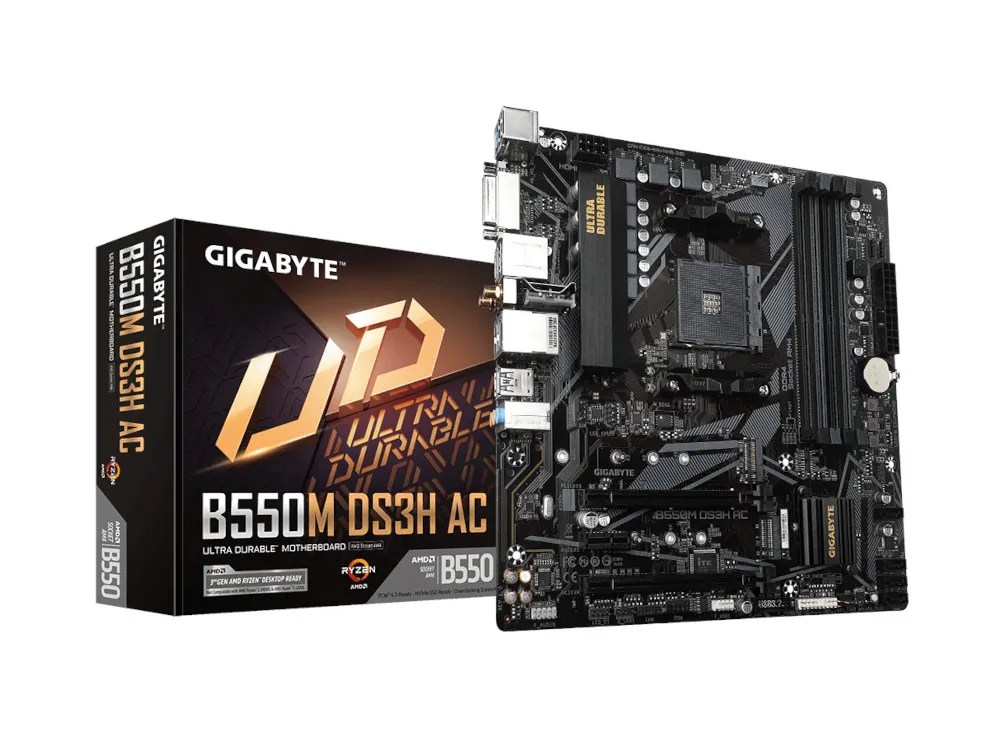 Gigabyte B550M DS3H AC Motherboard (DDR4 RAM support + WiFi/Bluetooth)
