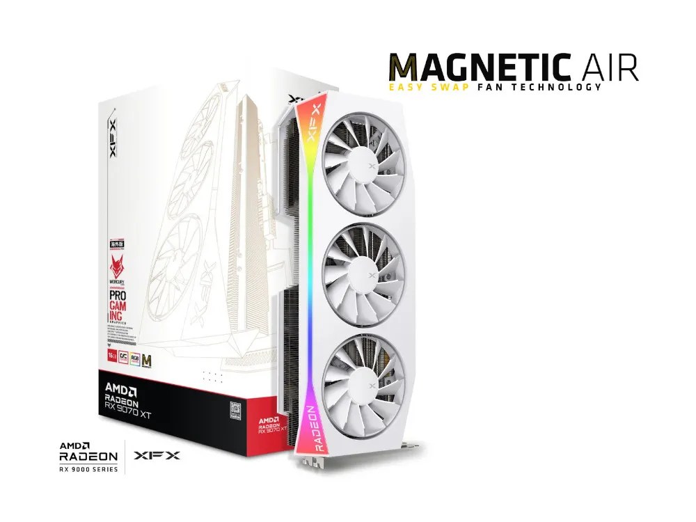 AMD Radeon RX 9070 XT | XFX RX 9070 XT Mercury OC Magnetic Air 16GB White GPU
